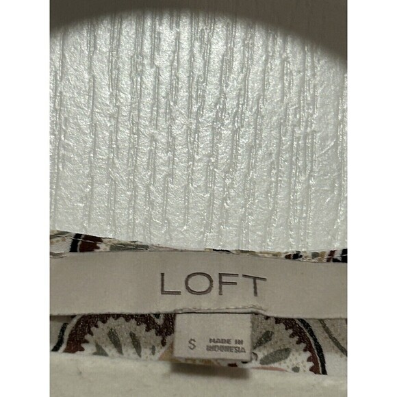 LOFT Floral Blouson Long Sleeve Blouse Top Pink Cream Square Neck Size Small - Picture 3 of 15